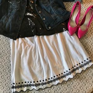 White and Black Polka Dot Skirt